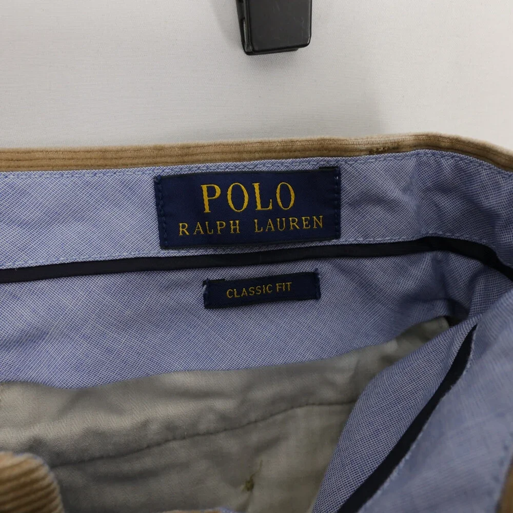 Polo Ralph Lauren Pants Mens 31x30 Tan Corduroy Classic Fit Stretch Flat Front